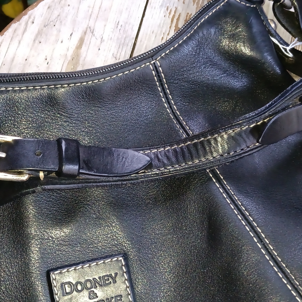 Vintage Dooney & Bourke Black Leather Hobo Bag - Picture 3 of 9